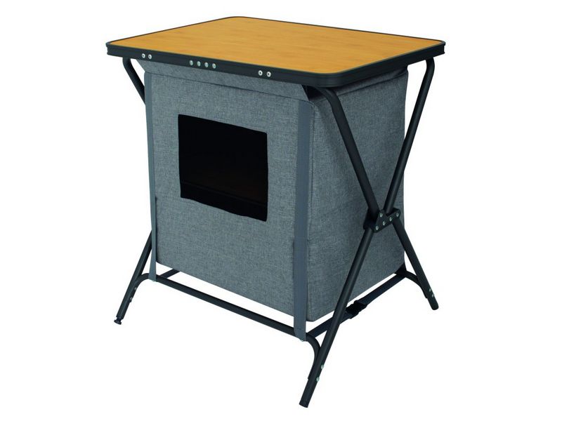 Armadietto Da Campeggio Eurotrail St. Barts Colore Antracite. Pratico E Richiudibile, Con Telaio In Alluminio E Piani In MDF. Dimensioni 72x50x82cm, Portata Max 25kg.